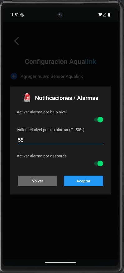 Recibí alarmas y mantené el control